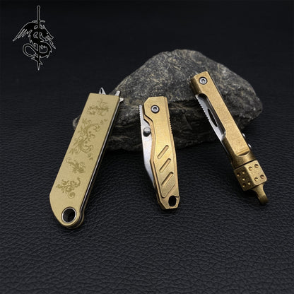 Brass Handle Creative Folding Knife 3 In 1 Pack