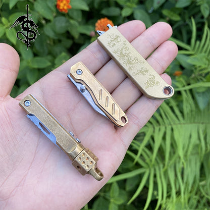 Brass Handle Creative Folding Knife 3 In 1 Pack