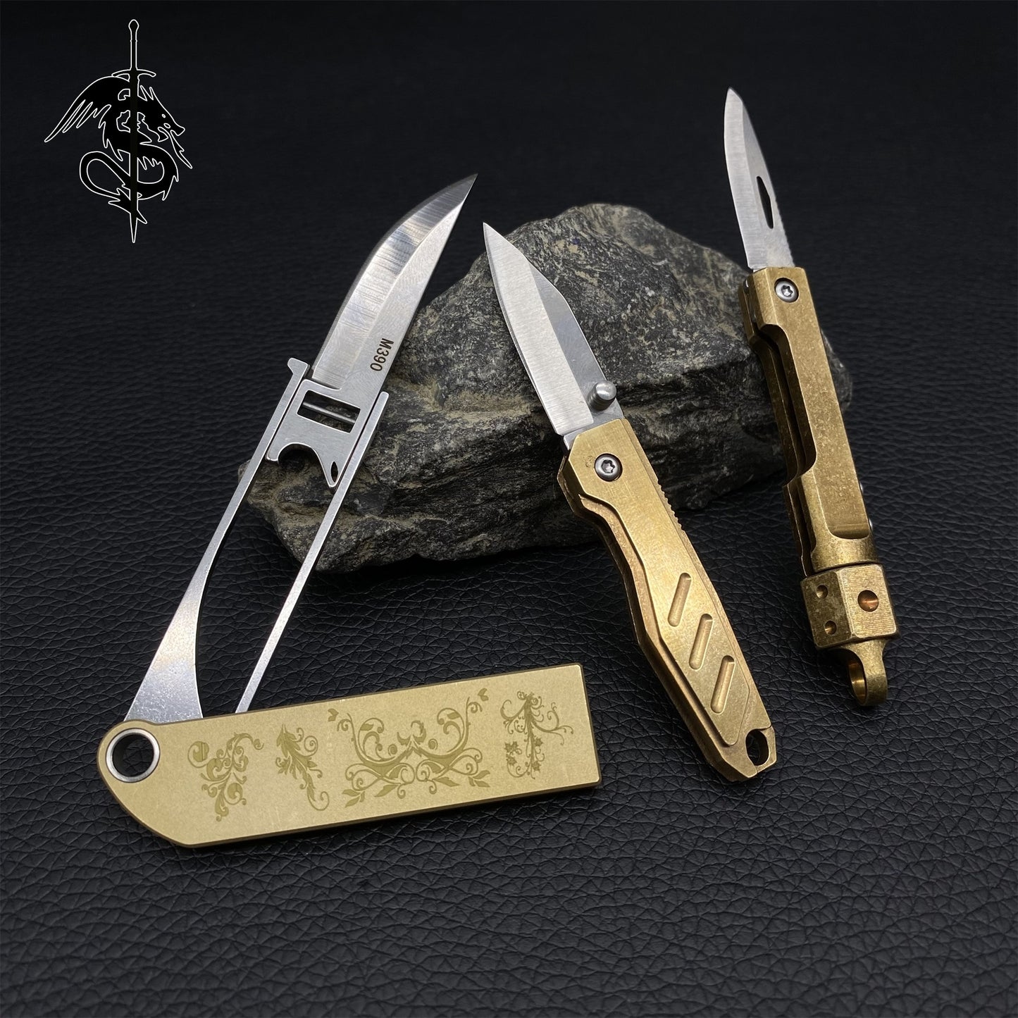 Brass Handle Creative Folding Knife 3 In 1 Pack