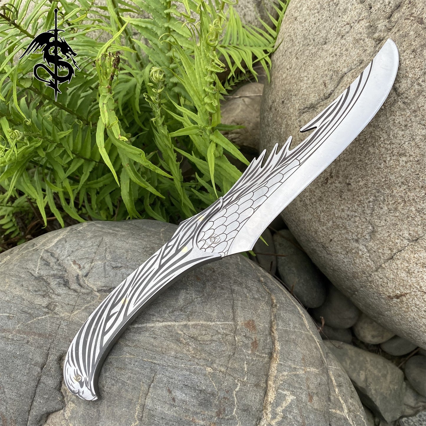 Stainless Steel Elven Sword Skyrim Elven Eagle Sculpture Handle Knife 