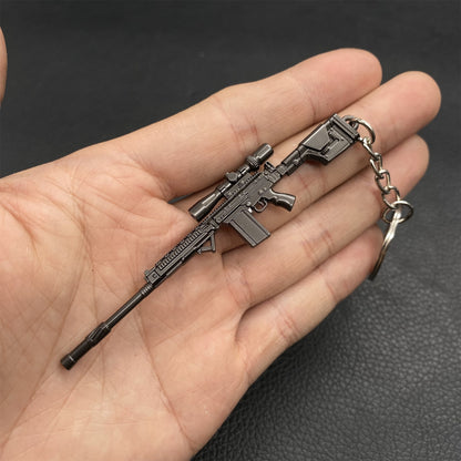 Tiny FAL Assault Metal Gun Keychain