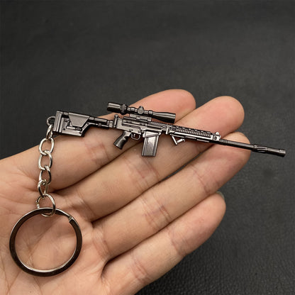 Tiny FAL Assault Metal Gun Keychain