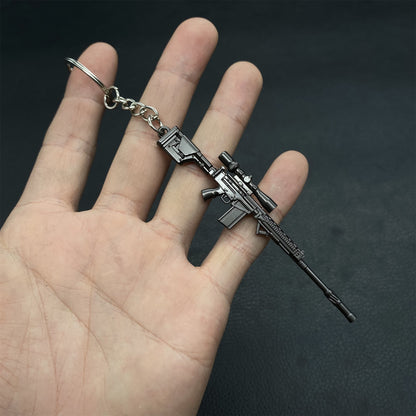 Tiny FAL Assault Metal Gun Keychain