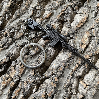 Tiny FAL Assault Metal Gun Keychain