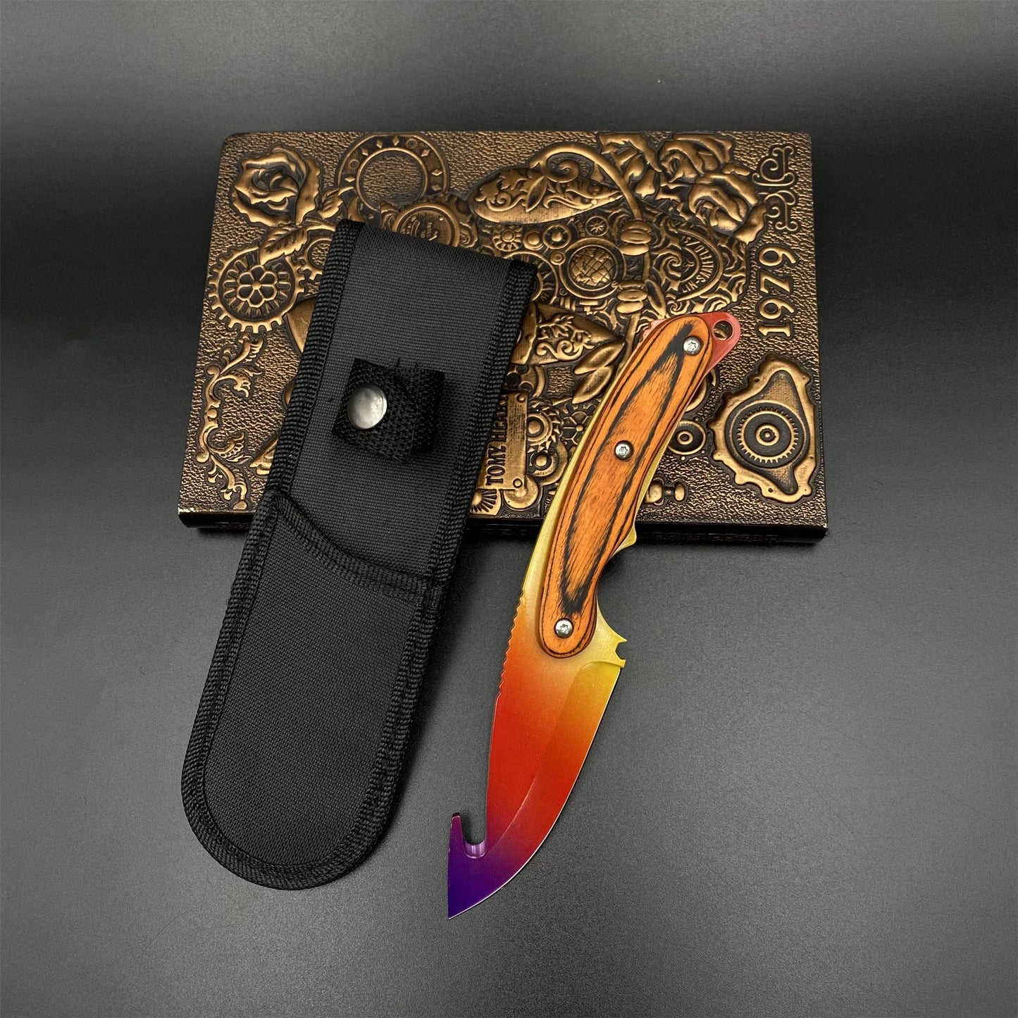 420 Steel CS2 Spectrum Fade Knife Collectible Model Outdoor Camping Knife