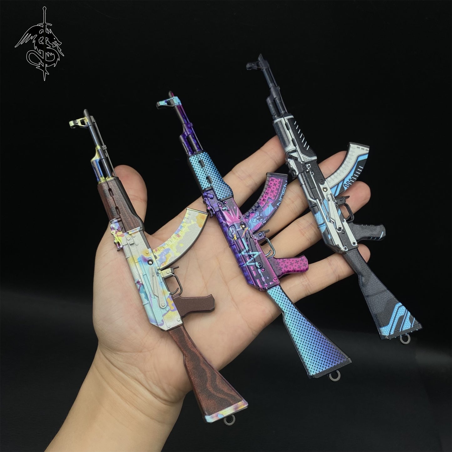 Fade Skin Balisong & Stickers & 4 Keychains &Random 1 AK With Gift Case