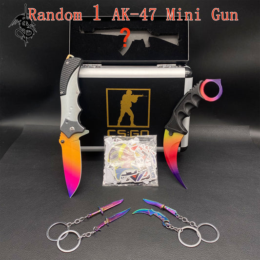 Fade Skin Nomad Knife & Stickers & 4 Keychains &Random 1 AK With Gift Case
