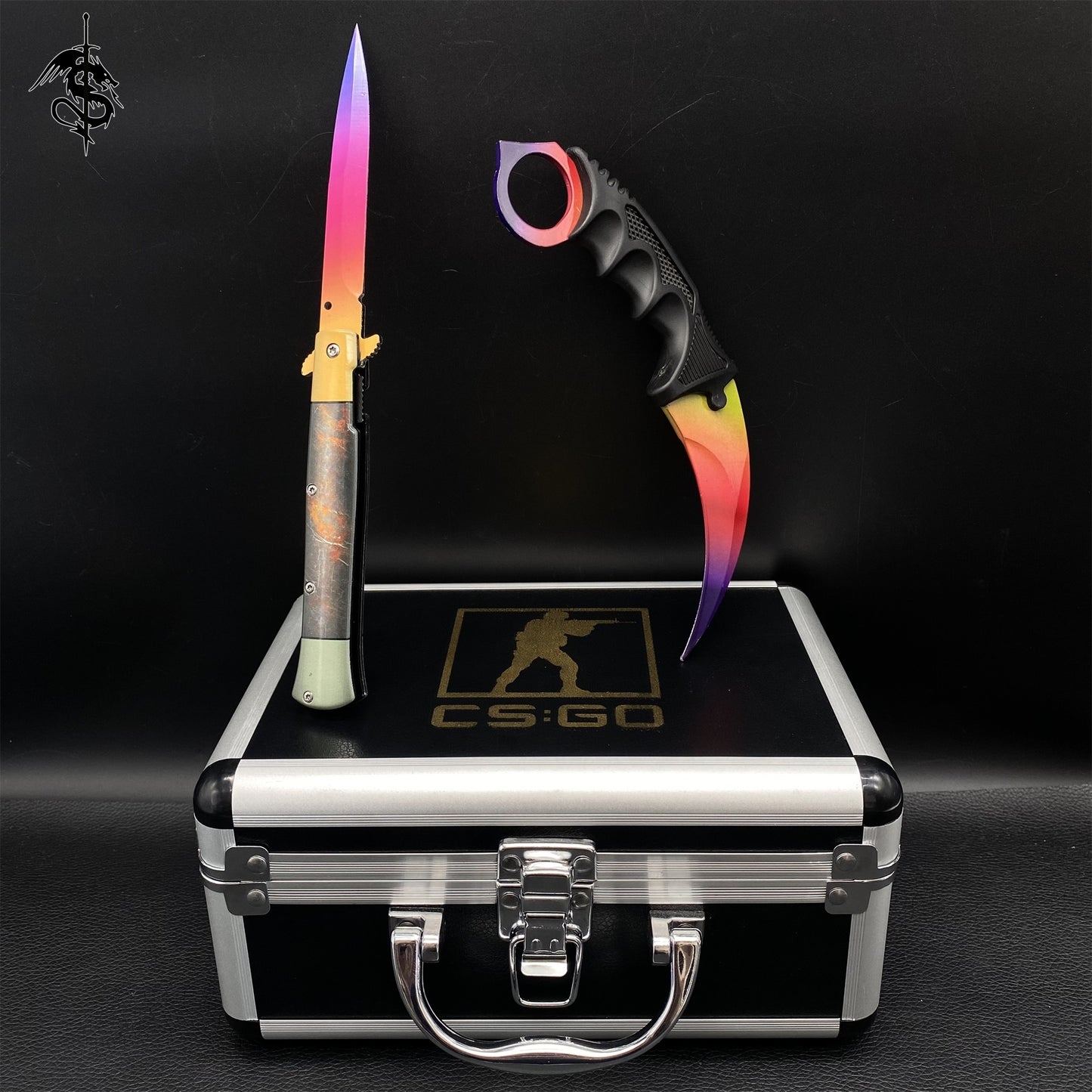 Fade Skin Stiletto Knife & Karambit & Stickers & Keychains With Gift Case