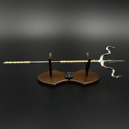 Sui Tang Fengchi Liujin Tang Metal Replica Unsharpened Ancient Chinese Polearm Miniature Collectible 22cm/8.7"