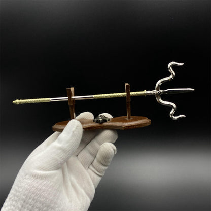 Sui Tang Fengchi Liujin Tang Metal Replica Unsharpened Ancient Chinese Polearm Miniature Collectible 22cm/8.7"