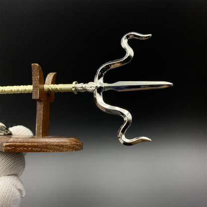 Sui Tang Fengchi Liujin Tang Metal Replica Unsharpened Ancient Chinese Polearm Miniature Collectible 22cm/8.7"