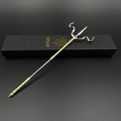Sui Tang Fengchi Liujin Tang Metal Replica Unsharpened Ancient Chinese Polearm Miniature Collectible 22cm/8.7"