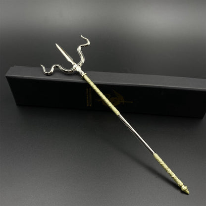 Sui Tang Fengchi Liujin Tang Metal Replica Unsharpened Ancient Chinese Polearm Miniature Collectible 22cm/8.7"