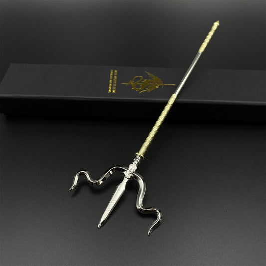 Sui Tang Fengchi Liujin Tang Metal Replica Unsharpened Ancient Chinese Polearm Miniature Collectible 22cm/8.7"