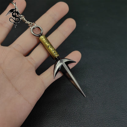 Metal Flying Thunder God Kunai Keychain Ninja Technique Pendant 