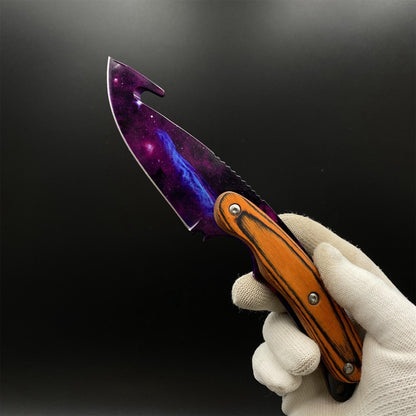 420 Steel CS2 Purple Galaxy Knife Collectible Model Outdoor Camping Knife