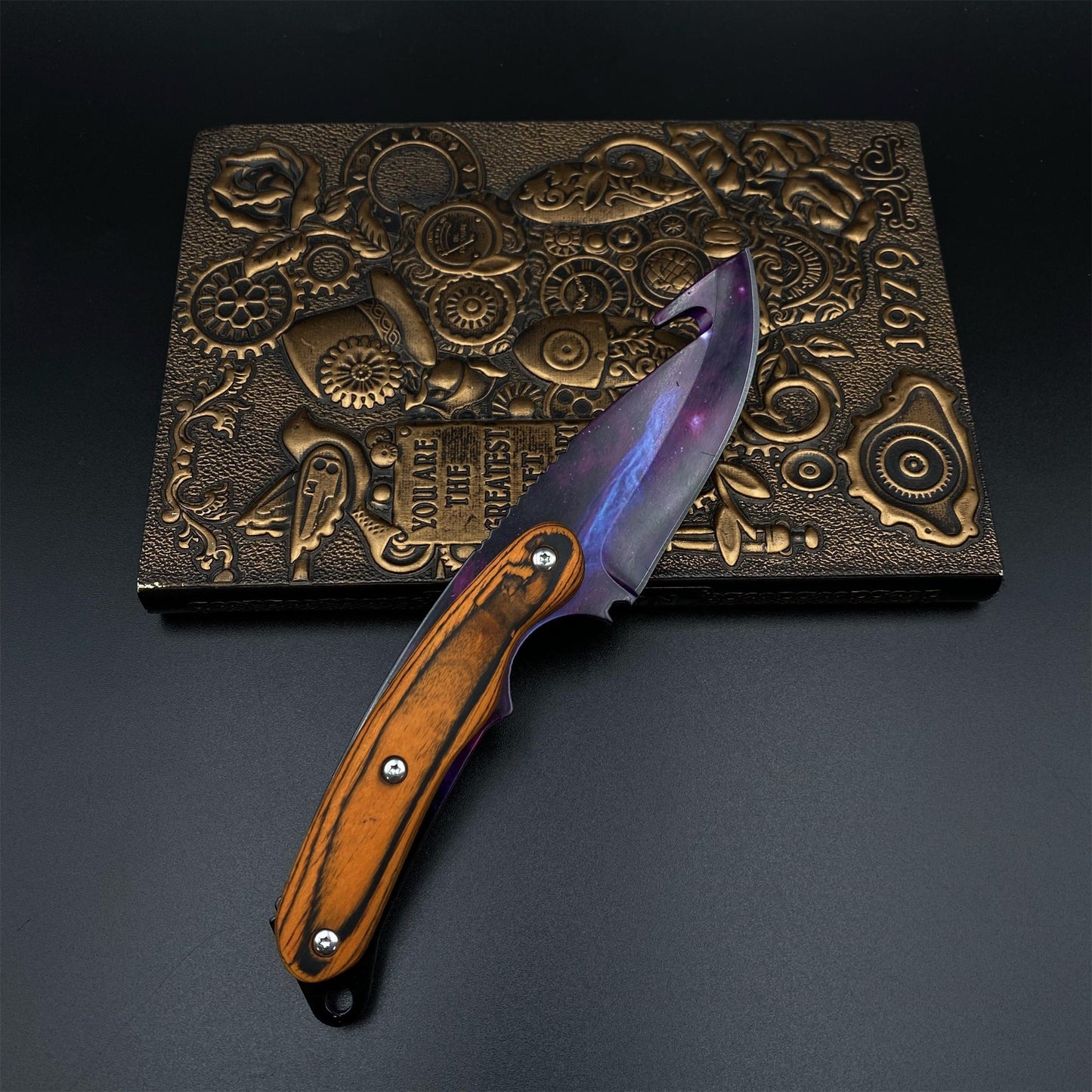 420 Steel CS2 Purple Galaxy Knife Collectible Model Outdoor Camping Knife