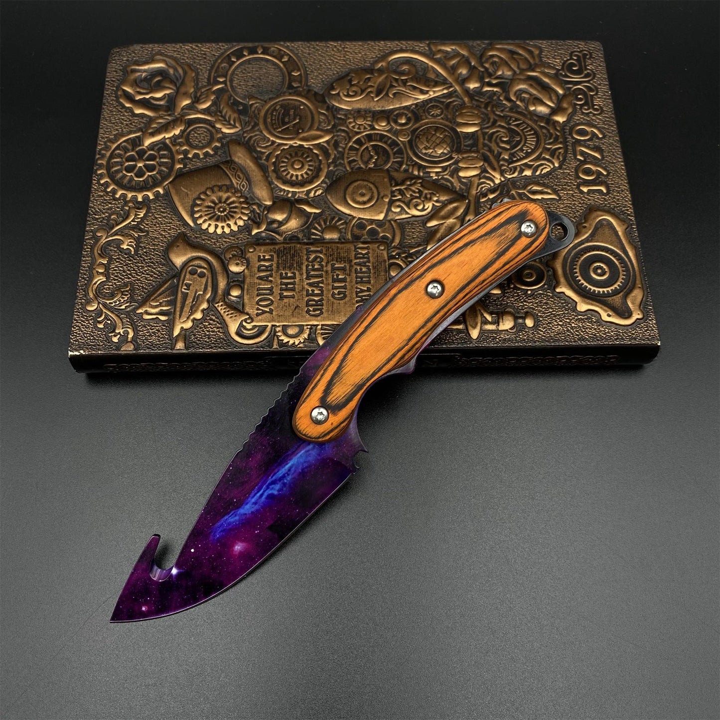 420 Steel CS2 Purple Galaxy Knife Collectible Model Outdoor Camping Knife