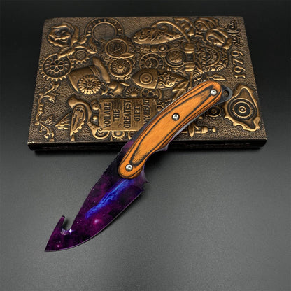 420 Steel CS2 Purple Galaxy Knife Collectible Model Outdoor Camping Knife