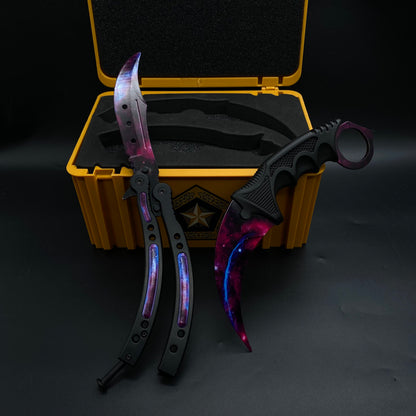 Galaxy Skin Karambit Trainer & Balisong Knife Gift Case