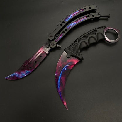 Galaxy Skin Karambit Trainer & Balisong Knife Gift Case