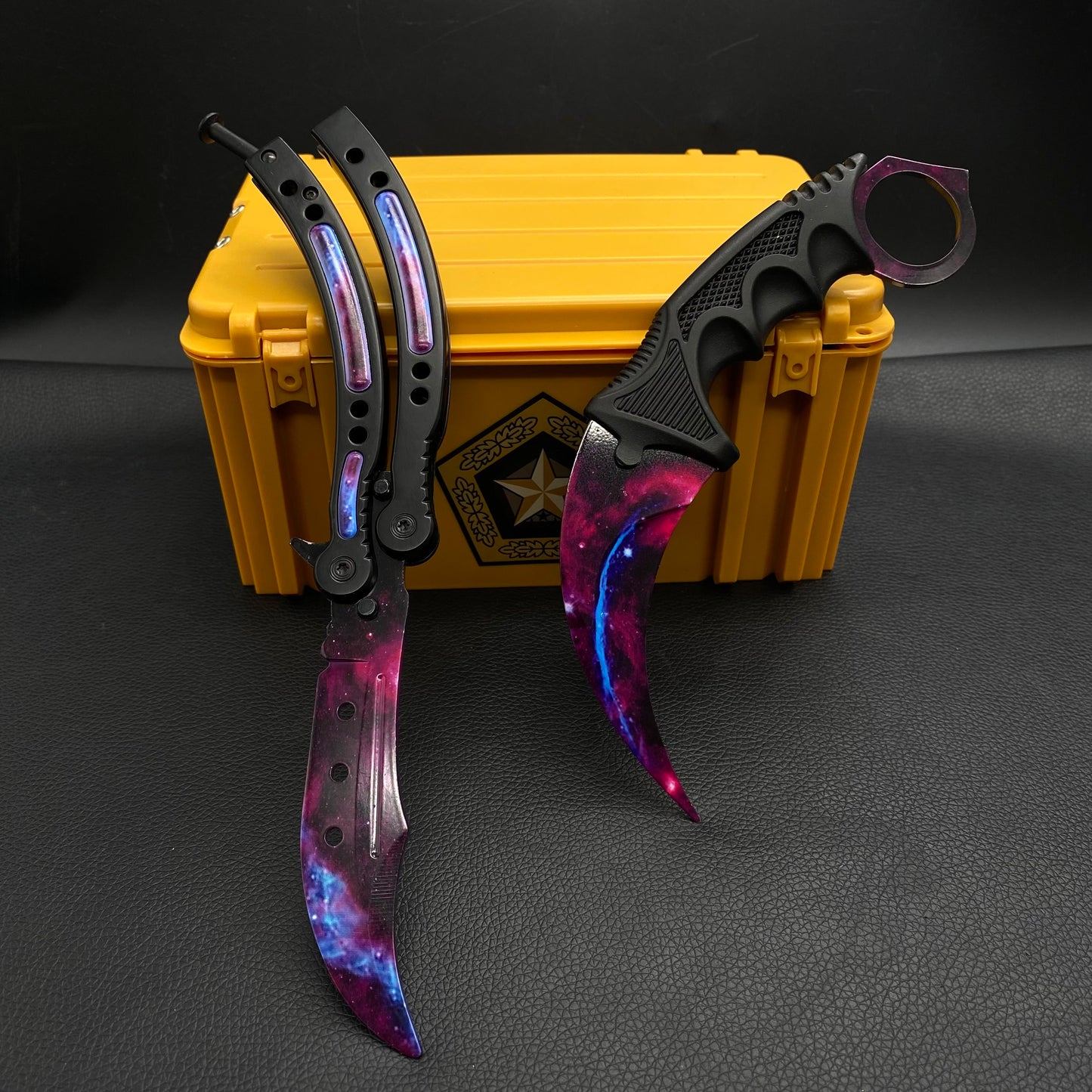 Galaxy Skin Karambit Trainer & Balisong Knife Gift Case