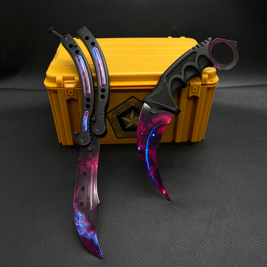 Galaxy Skin Karambit Trainer & Balisong Knife Gift Case