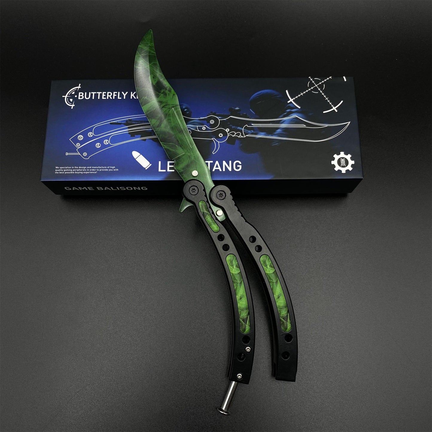 CS2 Butterfly Knife Forest DDPAT Balisong Replica - Unsharpened Game Prop Collectible with Display Stand