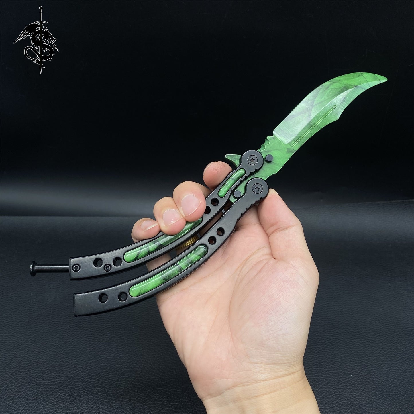 Gamma Doppler Skin Balisong & Stickers & 4 Keychains &Random 1 AK With Gift Case