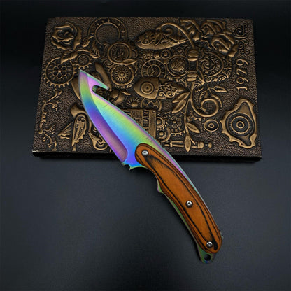 CS 420 Steel Rainbow Anodized Karambit Knife For Collectio