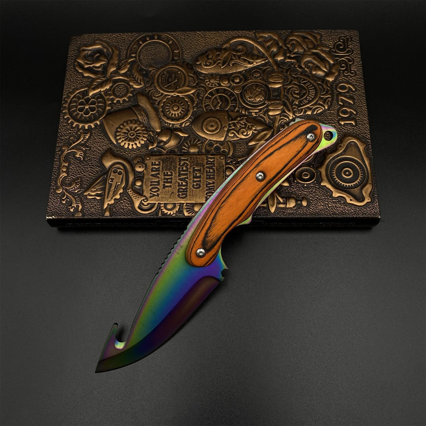 CS 420 Steel Rainbow Anodized Karambit Knife For Collectio