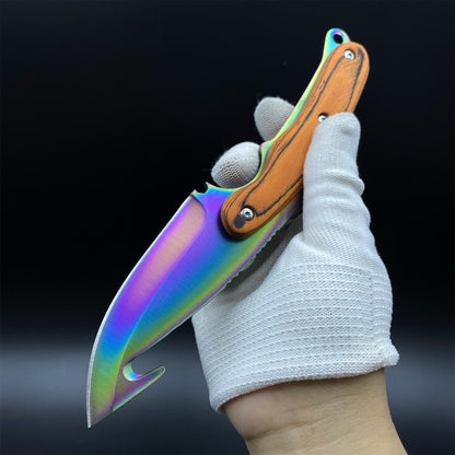 CS 420 Steel Rainbow Anodized Karambit Knife For Collectio