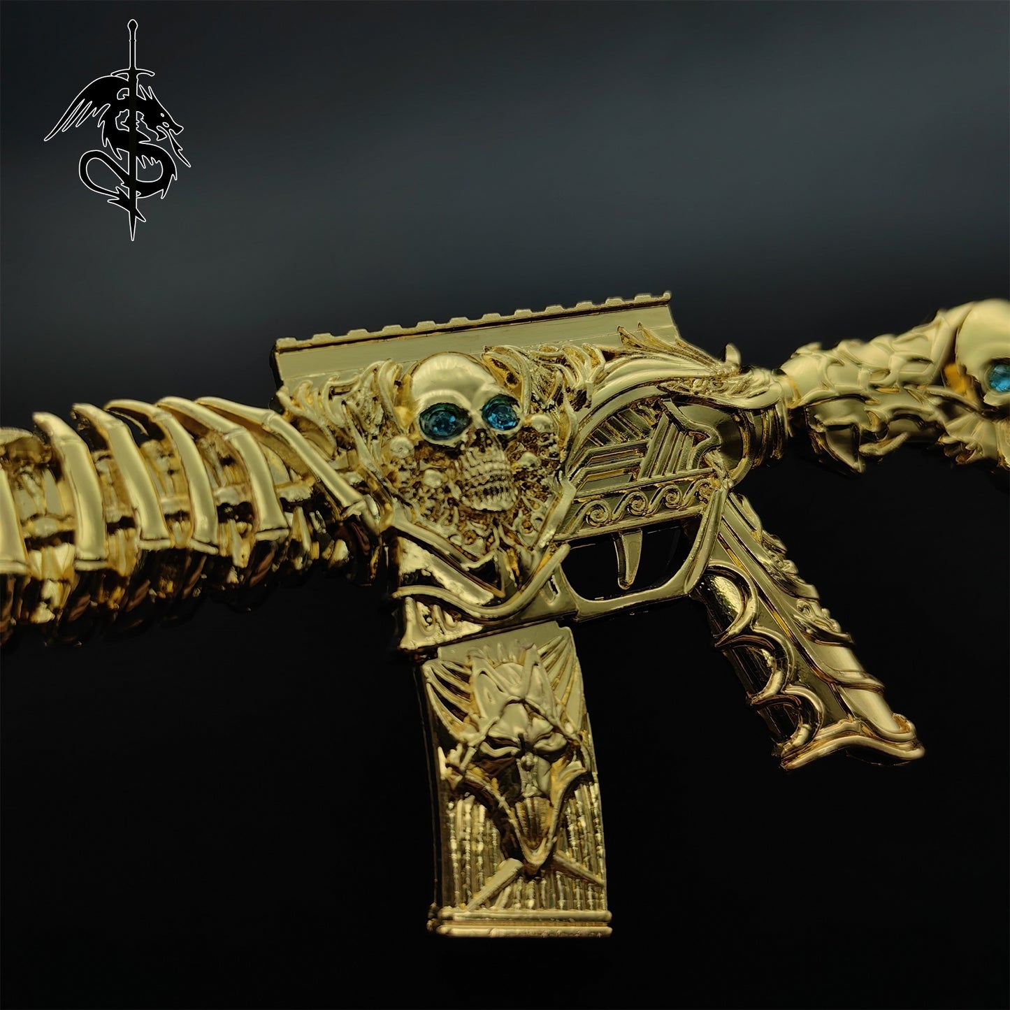 HK416 Golden Skull Miniature Gun Model
