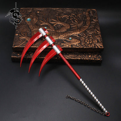 Triple-Bladed Scythe Miniature Hidan Damnation Weapon