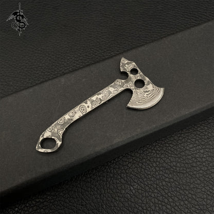 High-End Damascus Tiny Axe EDC Unboxing Knife