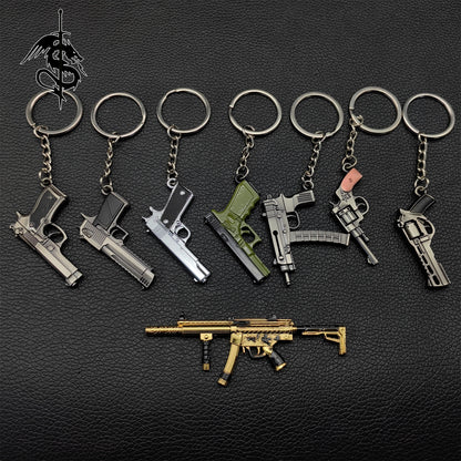 Tiny Gun Keychain Military Hobby Personalized Keyring Jewelry Gift