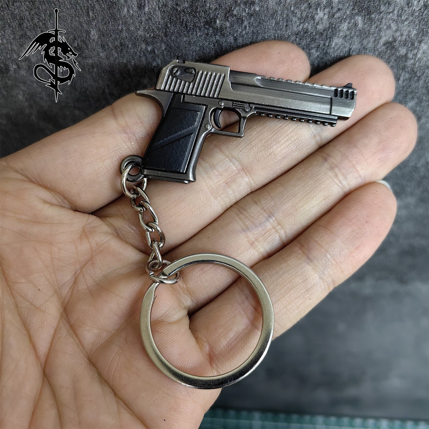 Tiny Gun Keychain Military Hobby Personalized Keyring Jewelry Gift
