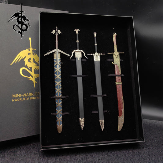 Geralt Of Rivia Steel Silver Sword Aerondight Alice Sword 4 in 1 Gift Box
