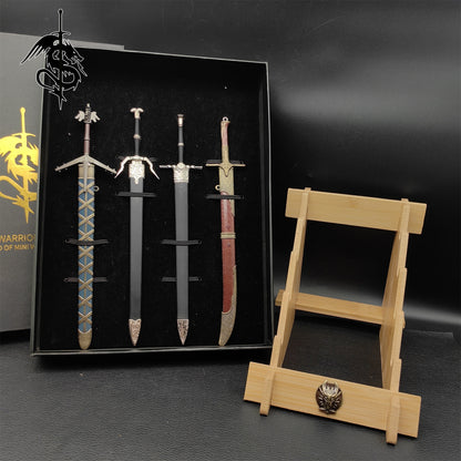 Geralt Of Rivia Steel Silver Sword Aerondight Alice Sword 4 in 1 Gift Box