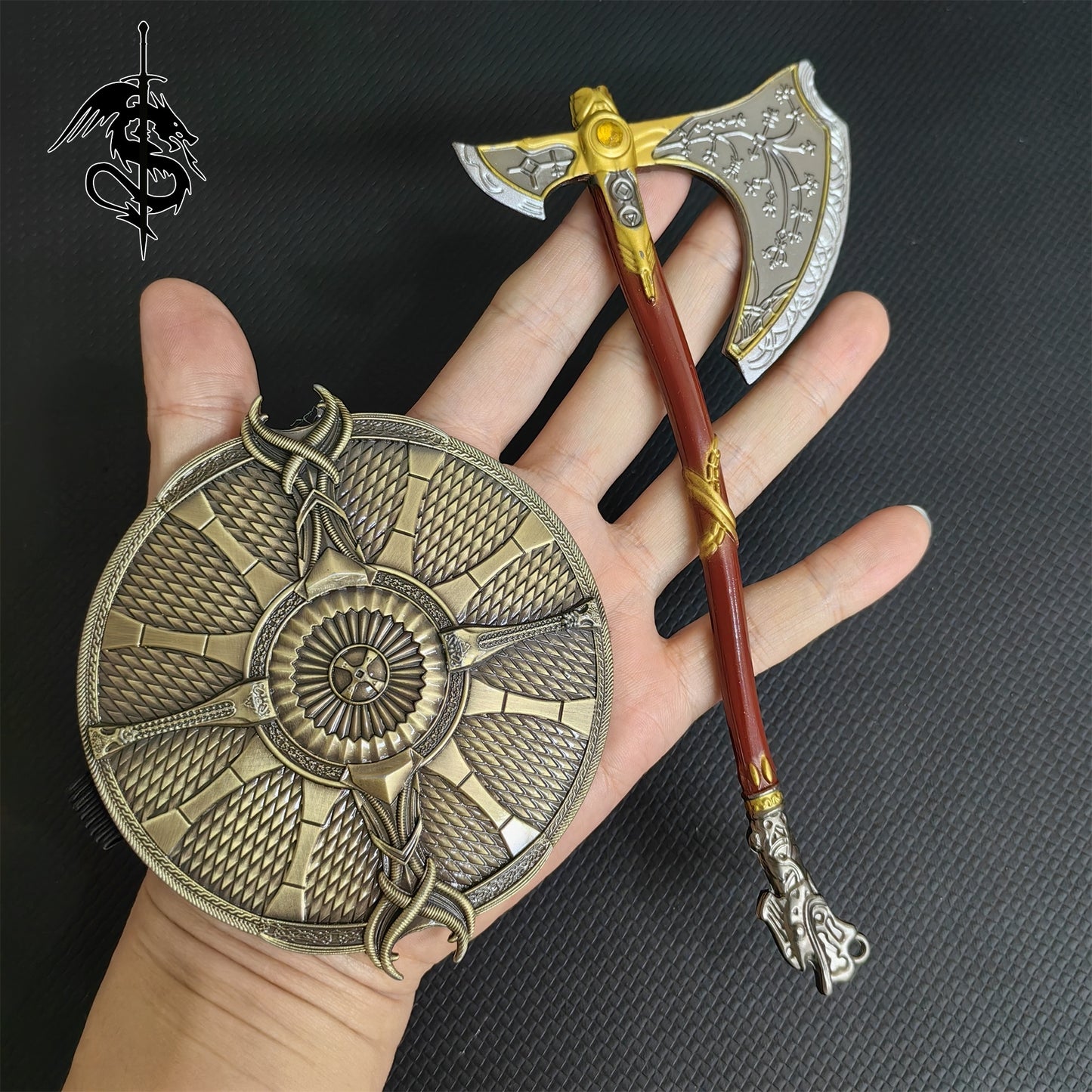 Metal Kratos Leviathan Axe Guardian Shield 2 in 1 Pack