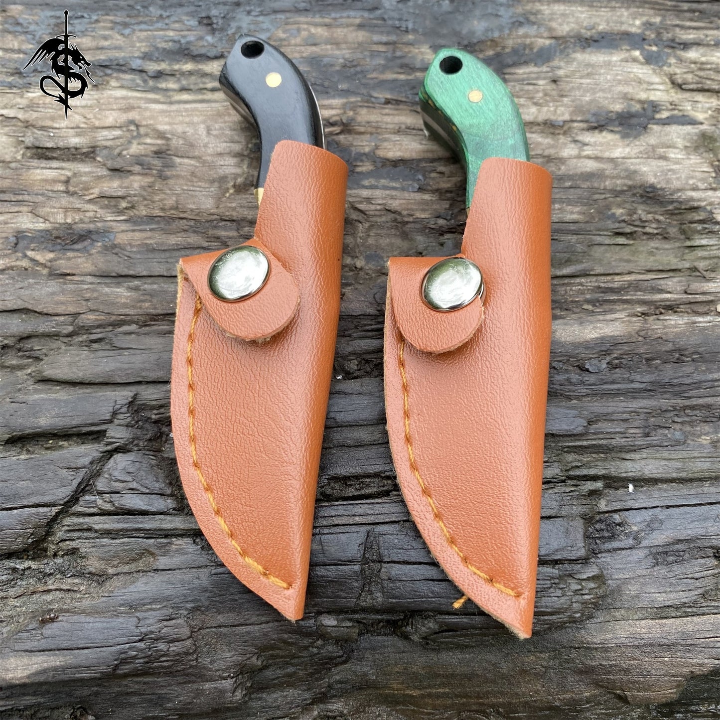 High-End Wood Brass Handle Mini EDC Knife With Sheath