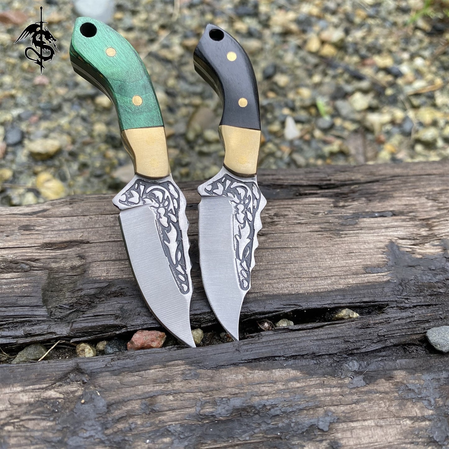 High-End Wood Brass Handle Mini EDC Knife With Sheath