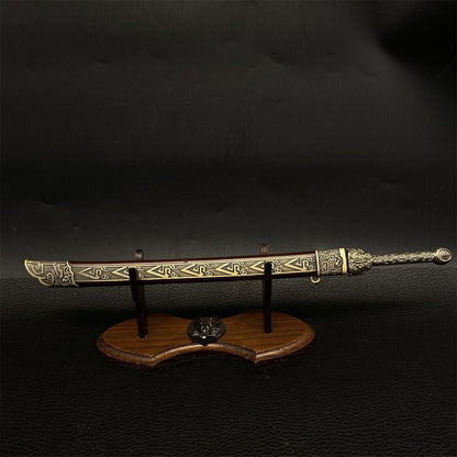Ancient Chinese Rune Sword Metal Mini Replica