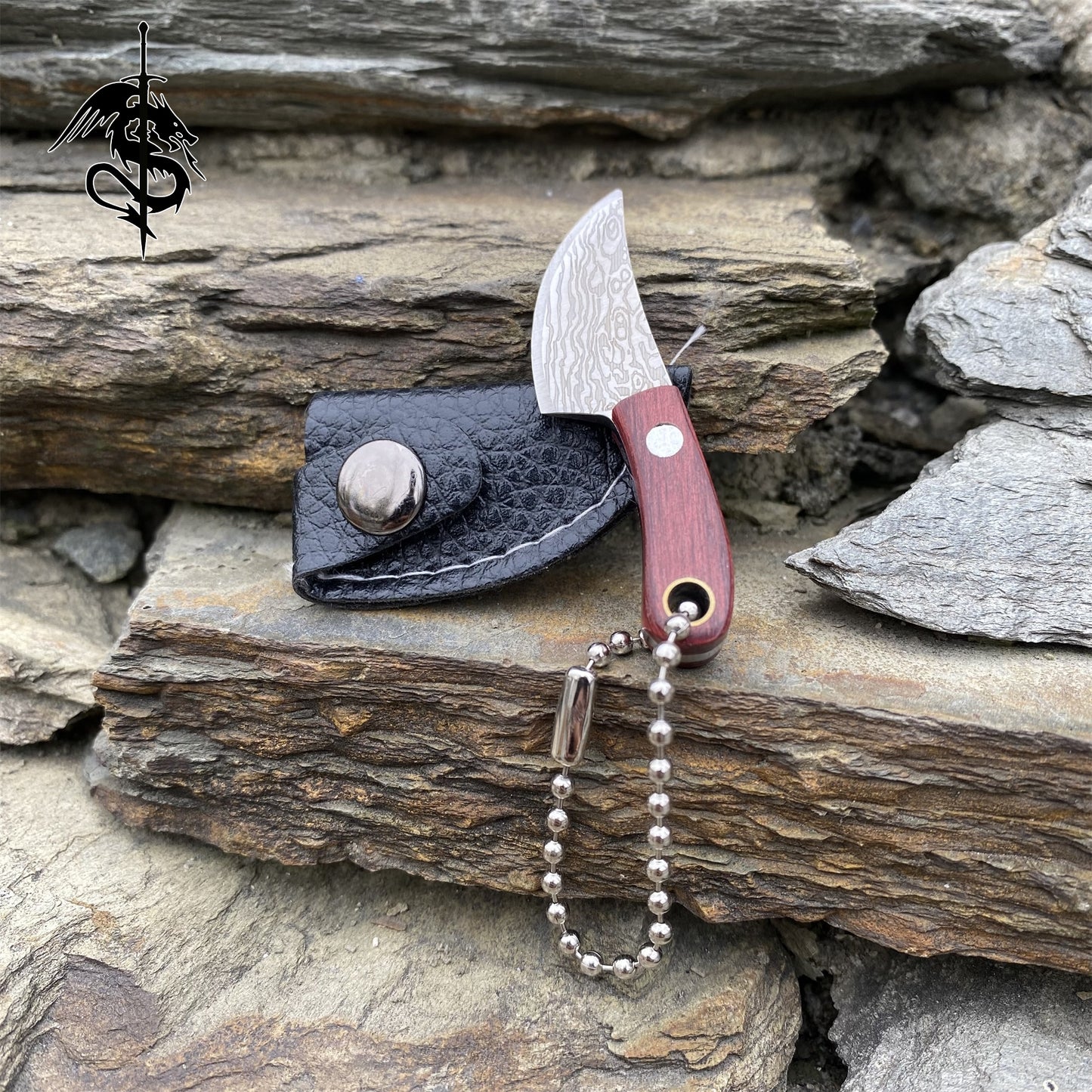 Wooden Handle Mini Kitchen Knife EDC Sharp Damascus Tiny Knife