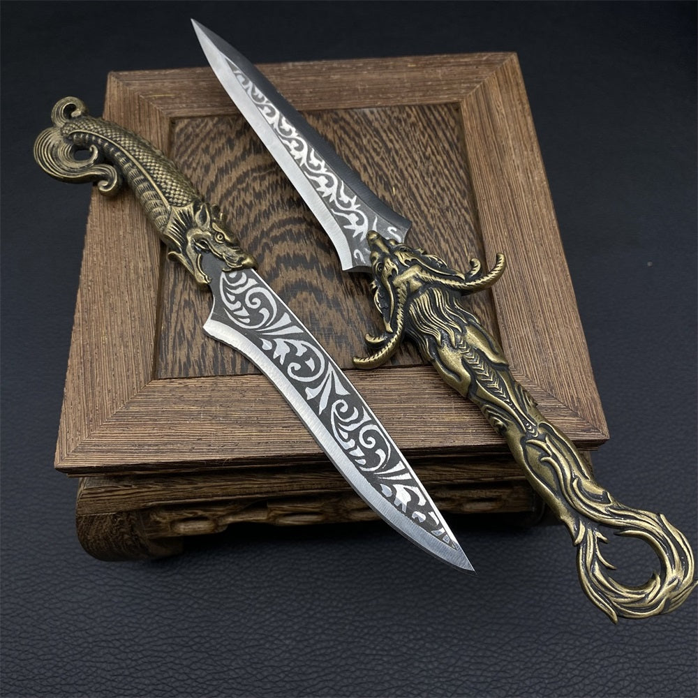 Brass Dragon Dagger Hand Forged Copper Ancient Dragon Handle Short Sword