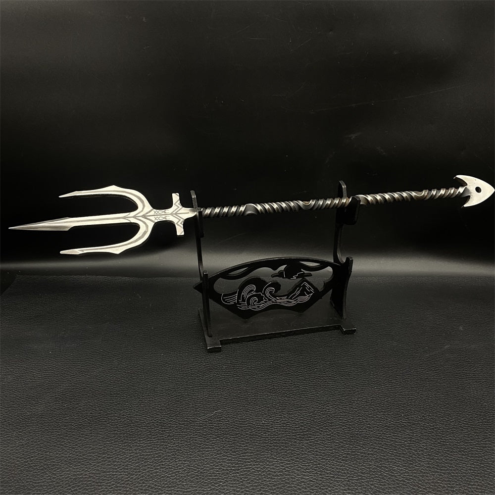 Hand-Forged Steel Weapon Axe Sword Trident Miniature Set