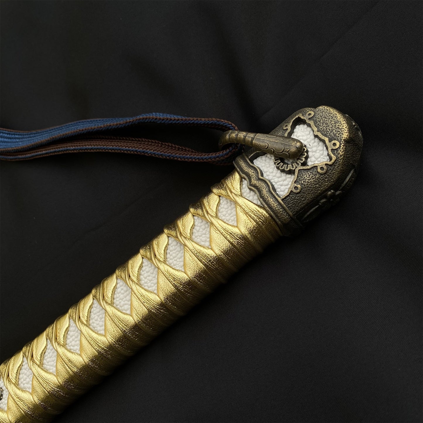 Vintage Military Officer Katana Samurai Sword, Green Leather Texture Saya Collectible Display Replica