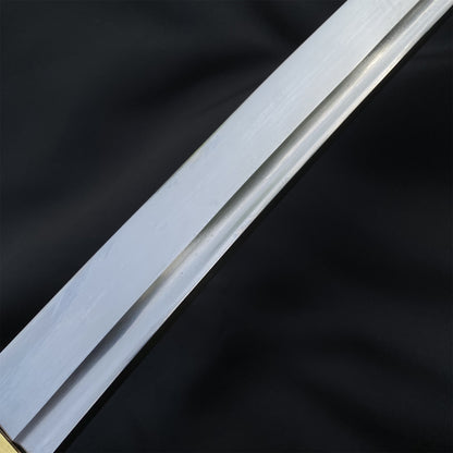 Vintage Military Officer Katana Samurai Sword, Green Leather Texture Saya Collectible Display Replica