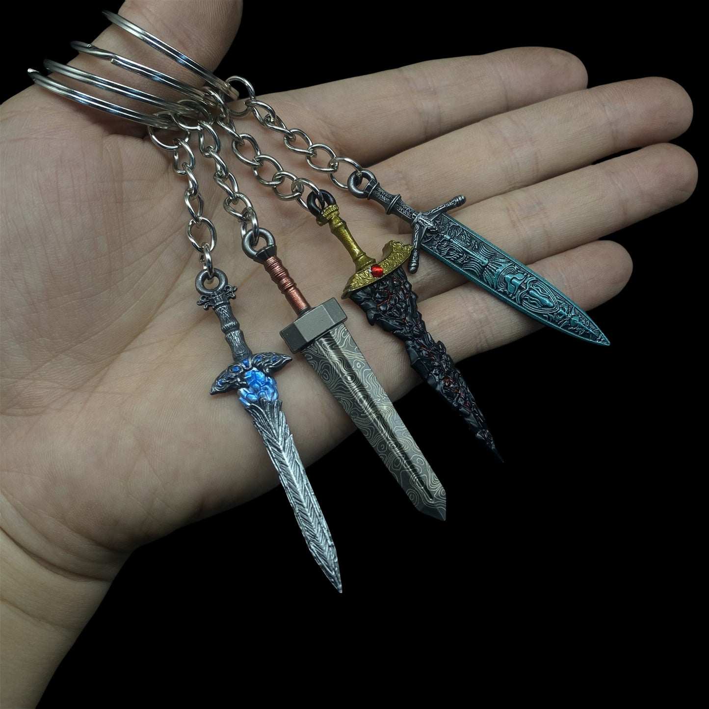 ER Game Sword Keychain 4 In 1 Pack Backpack Decor
