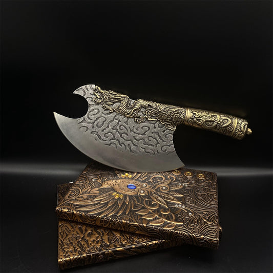 Hand-Forged Brass Dragon Handle Kitchen Knife